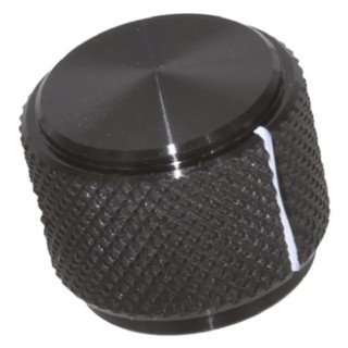 TE Connectivity Black Aluminium Grub Screw Potentiometer Knob 19 mm Diameter 16 mm Height for 6.35 mm Circular KD700B1/4