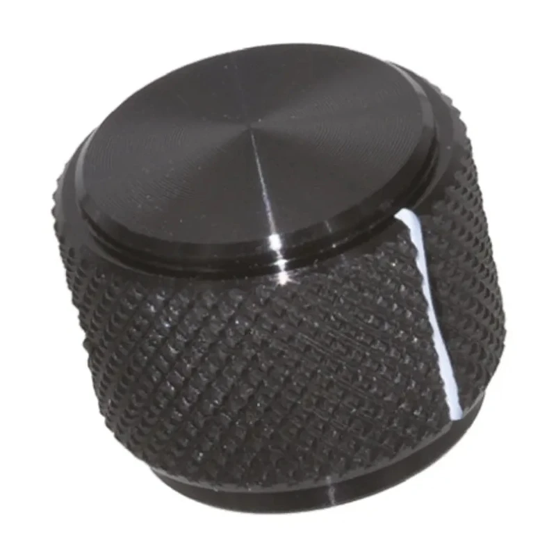 TE Connectivity Black Aluminium Grub Screw Potentiometer Knob 19 mm Diameter 16 mm Height for 6.35 mm Circular KD700B1/4