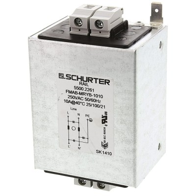 Schurter FMBB RAIL 3A 250V AC 50Hz 60Hz DIN Rail Mount RFI Filter Screw Termination 1 Phase 5500.2265