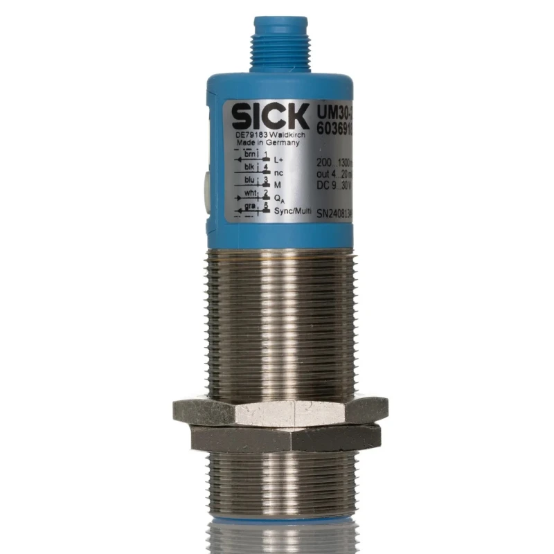 SICK Threaded Barrel Ultrasonic Proximity Sensor M30 x 1.5, 2000 mm Detection Range, 3V-30V DC, 200mA 4 to 20 mA UM30-213113
