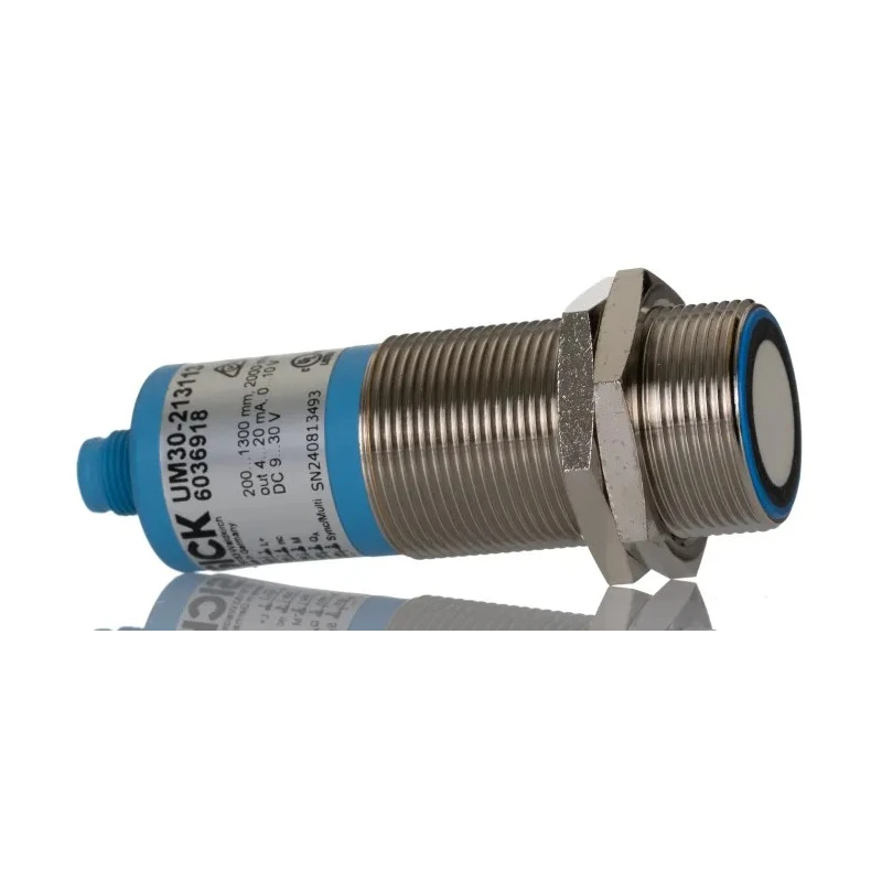 SICK Threaded Barrel Ultrasonic Proximity Sensor M30 x 1.5, 2000 mm Detection Range, 3V-30V DC, 200mA 4 to 20 mA UM30-213113
