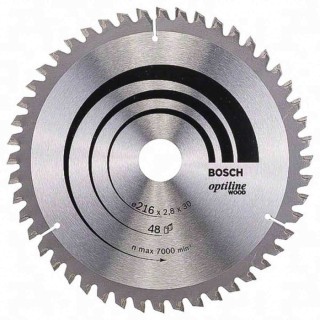 Bosch Wood Circular Saw Blade 216 mm Diameter, 48 Teeth, Carbide Tipped, 7000 RPM 2608640641