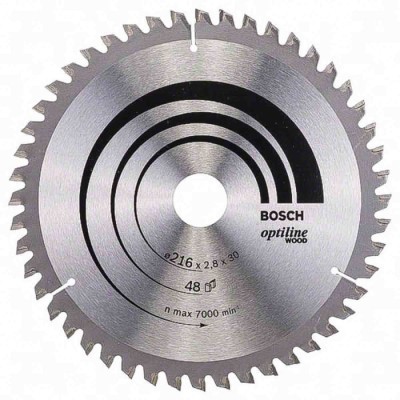 Bosch Wood Circular Saw Blade 216 mm Diameter, 48 Teeth, Carbide Tipped, 7000 RPM 2608640641