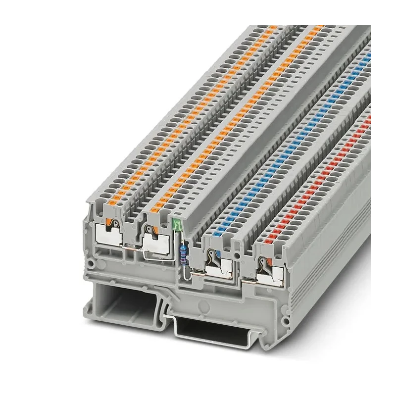 Phoenix Contact PTIO 1.5/S/3-LED 24 GN Series DIN Rail Terminal Block Grey, 1.5mm², 3-Level, Push-in 3244436