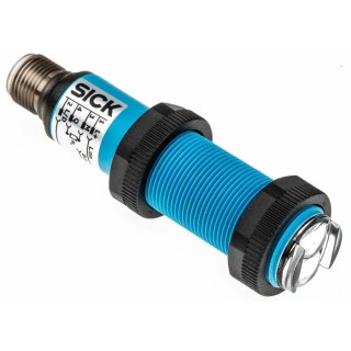 SICK Retroreflective Cylindrical Photoelectric Sensor 50 mm to 3.7 m Detection, PNP Output, IP67, 30V DC, 100mA VL18-4P3640