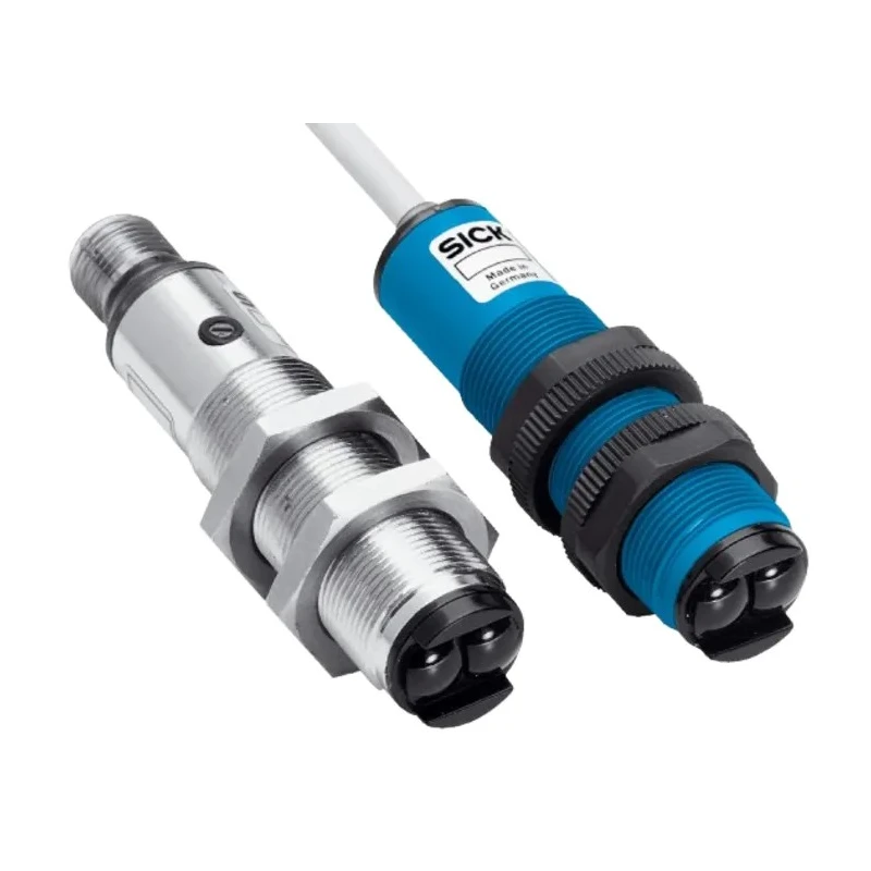 SICK Retroreflective Cylindrical Photoelectric Sensor 50 mm to 3.7 m Detection, PNP Output, IP67, 30V DC, 100mA VL18-4P3640