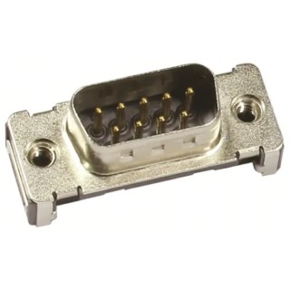 HARTING D-Sub 9 Way Straight 2.74 mm Pitch Surface Mount D-Sub Connector, Metal Housing, Gold Plated Contacts 09551296812741