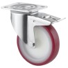 Tente Braked Swivel Castor, 350 kg Capacity, 200 mm Wheel Diameter, Polyamide Wheel, Pressed Steel Frame 3477UAR200P63 red