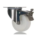 Tente Braked Swivel Castor, 200 kg Load Capacity, 100 mm Polyamide Wheel, Stainless Steel Frame 8477UOO100P62
