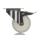 Tente Braked Swivel Castor, 200 kg Load Capacity, 100 mm Polyamide Wheel, Stainless Steel Frame 8477UOO100P62