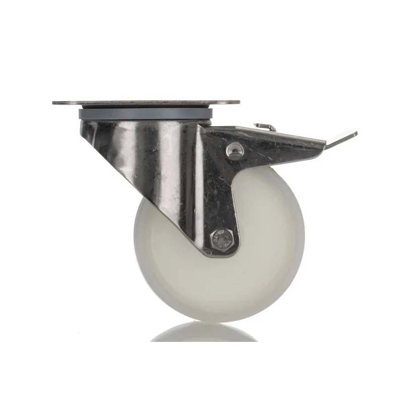 Tente Braked Swivel Castor, 200 kg Load Capacity, 100 mm Polyamide Wheel, Stainless Steel Frame 8477UOO100P62