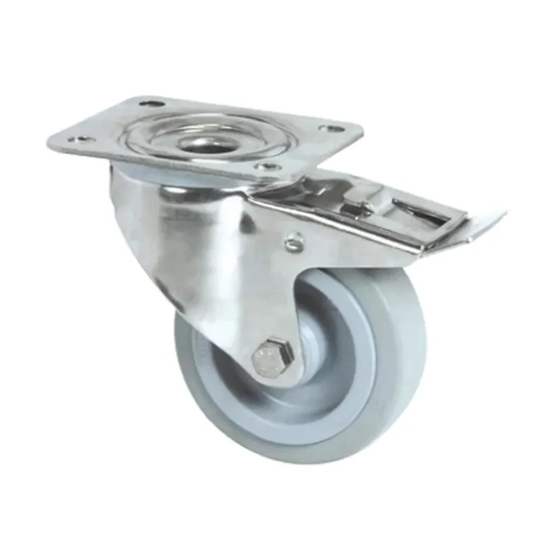 Tente Braked Swivel Castor Stainless Steel Frame 250 kg Load Capacity 125 mm Wheel Diameter 8477UFD125P62