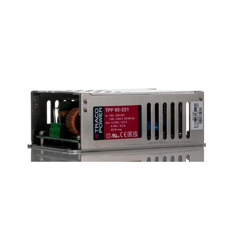 TRACOPOWER Switching Power Supply 2 Output 12V dc, 65 W, 85V-264V AC/264-370V DC, Chassis Mount TPP 65-221
