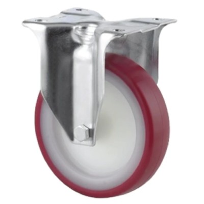 Tente Fixed Castor, 200 kg Load Capacity, 80 mm Wheel Diameter, Pressed Steel Frame, Passivated Zinc 3478UAR080P62 red