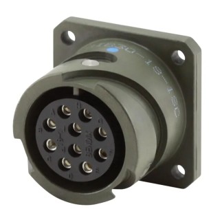 Amphenol Industrial MIL Spec Circular Connector 19 Contacts Copper Alloy Straight Shell Size 22 MS3100A22-14S
