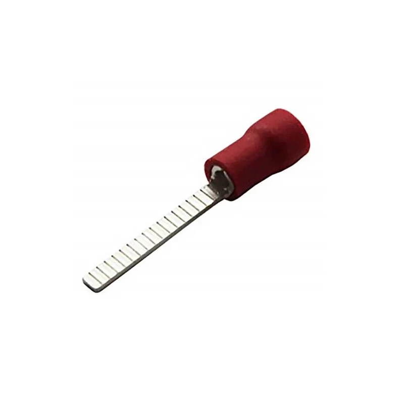 MECATRACTION C100 Insulated Tin Crimp Pin Connector 22 AWG to 16 AWG, 3.6 mm Pin Diameter, 21 mm Pin Length, Red C100-51225-2