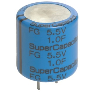 KEMET Supercapacitor 1F Capacitance 5.5V dc Voltage Through Hole Mount FG0H105ZF