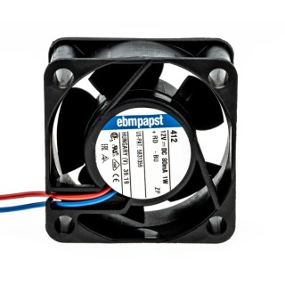 ebm-papst 400 Series Axial Fan, 12V DC, 10 m³/h Air Flow, 800 mW Power, 67 mA Current, 40 mm x 40 mm x 20 mm Sleeve 412
