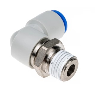 SMC KS Series Polybutylene Terephthalate Pneumatic Rotary Elbow Fitting Male R 1/4 in Thread 8mm Tube Connection KSL08-02S
