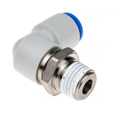 SMC KS Series Polybutylene Terephthalate Pneumatic Rotary Elbow Fitting Male R 1/4 in Thread 8mm Tube Connection KSL08-02S