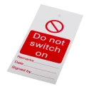 RS PRO Do Not Switch On Polyvinyl Chloride Lockout Tag 160mm x 75mm 792-4506
