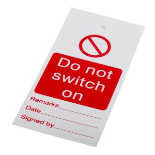 RS PRO Do Not Switch On Polyvinyl Chloride Lockout Tag 160mm x 75mm 792-4506