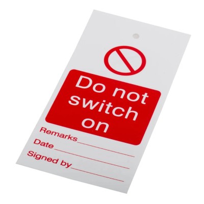 RS PRO Do Not Switch On Polyvinyl Chloride Lockout Tag 160mm x 75mm 792-4506