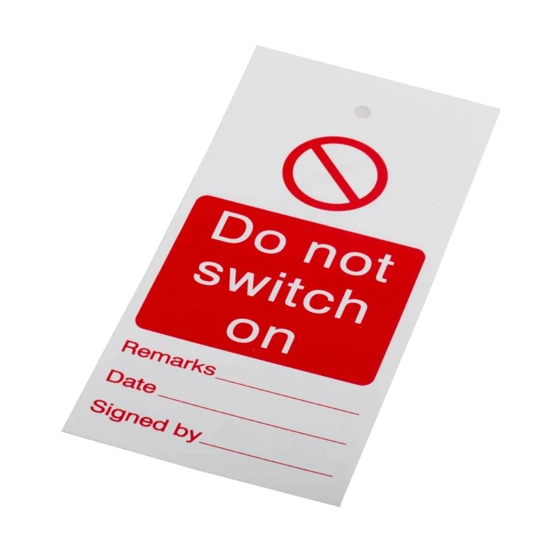 RS PRO Do Not Switch On Polyvinyl Chloride Lockout Tag 160mm x 75mm 792-4506
