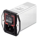 Schaffner 250V ac 1A Panel Mount IEC Filter Male 2 Pole 2 Fuse Faston FN9290-1-06
