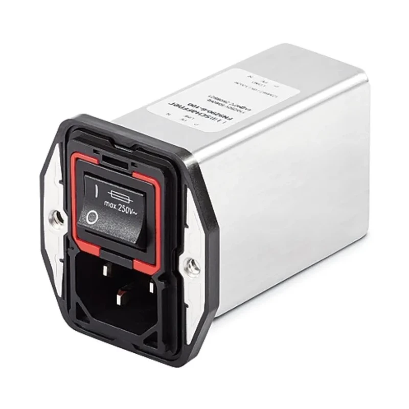 Schaffner 250V ac 1A Panel Mount IEC Filter Male 2 Pole 2 Fuse Faston FN9290-1-06
