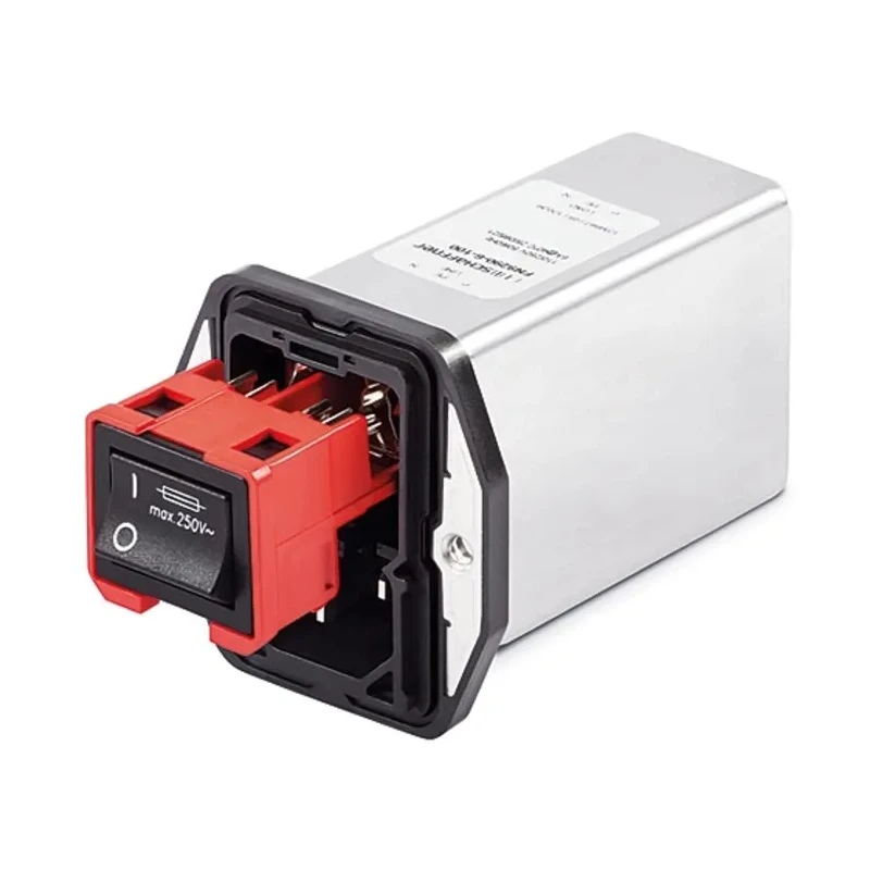 Schaffner 250V ac 1A Panel Mount IEC Filter Male 2 Pole 2 Fuse Faston FN9290-1-06