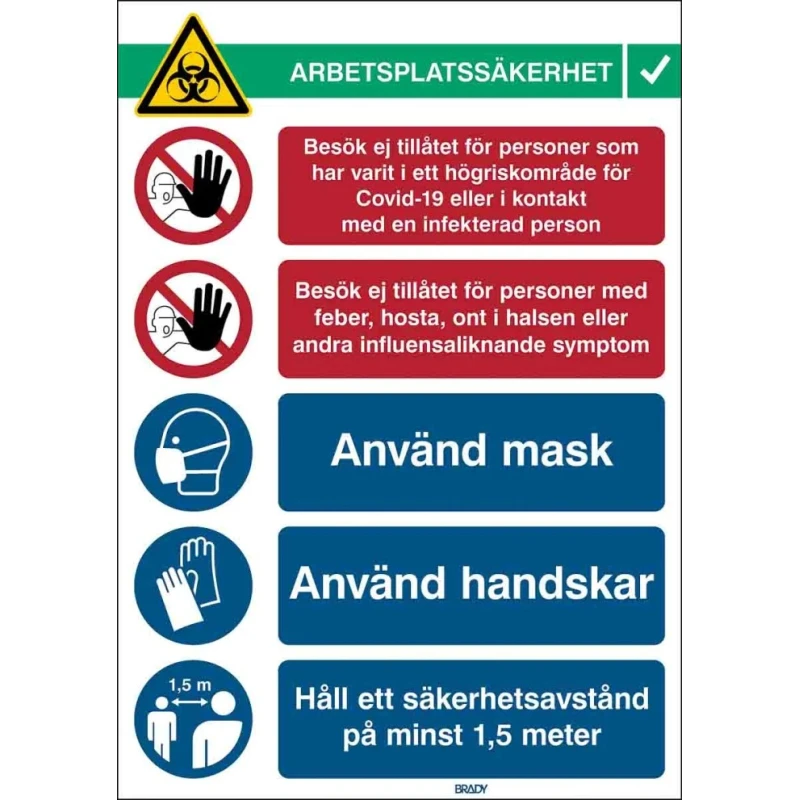 Brady Safety Poster Polypropylene Swedish 371 mm x 262 mm 306840