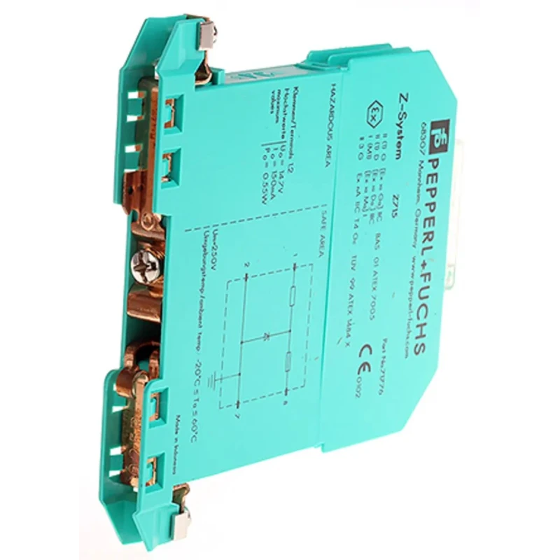 Pepperl + Fuchs Zener Barrier, ATEX Certified, Single Channel, 13.3 V DC, 150 mA, DIN Rail Mount Z715
