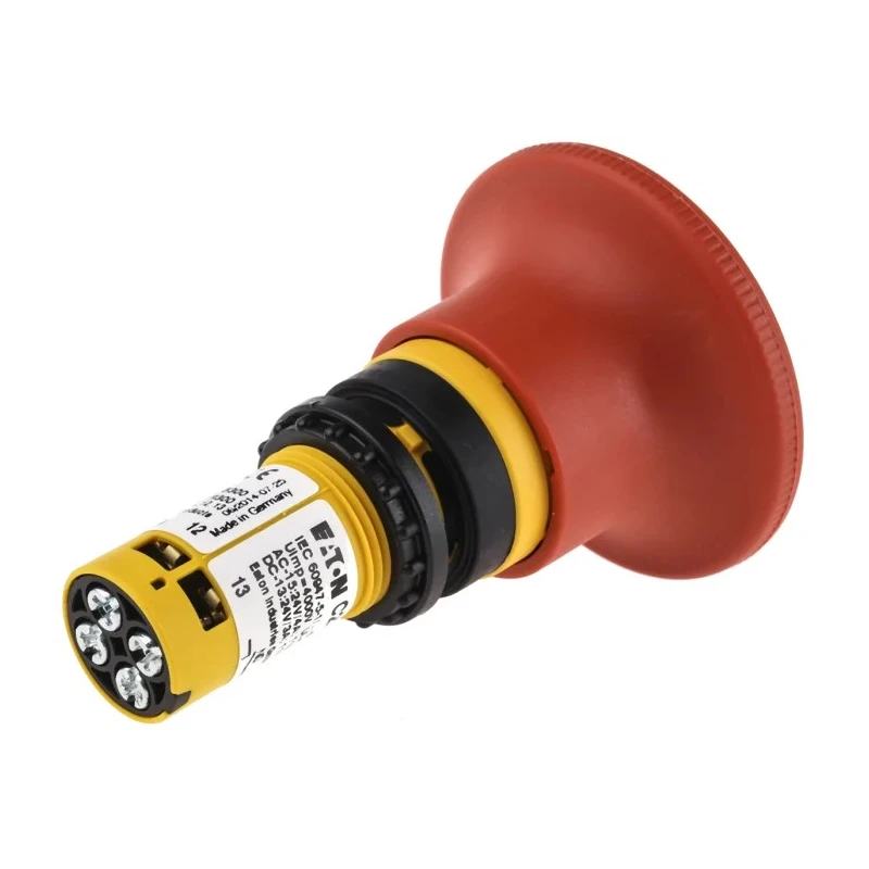 Eaton C22-PVT Series Twist Release Emergency Stop Push Button Panel Mount 22mm Cutout 1 NO/1 NC IP67 121612 C22-PVT60P-K11