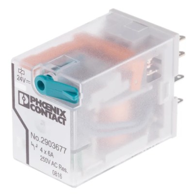 Phoenix Contact DIN Rail Power Relay 24V DC Coil Voltage 6A Switching Current 4PDT 2903677