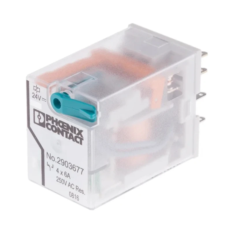 Phoenix Contact DIN Rail Power Relay 24V DC Coil Voltage 6A Switching Current 4PDT 2903677