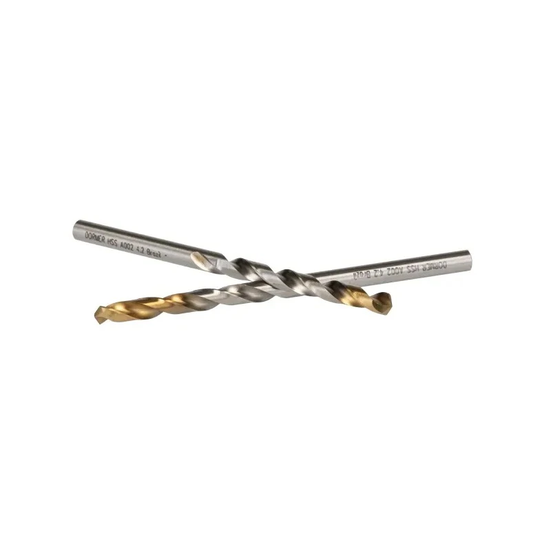 Dormer High Speed Steel Tin Drill Bit 4.2mm Shank, 75mm Overall Length, Titanium Nitride Finish A0024.2