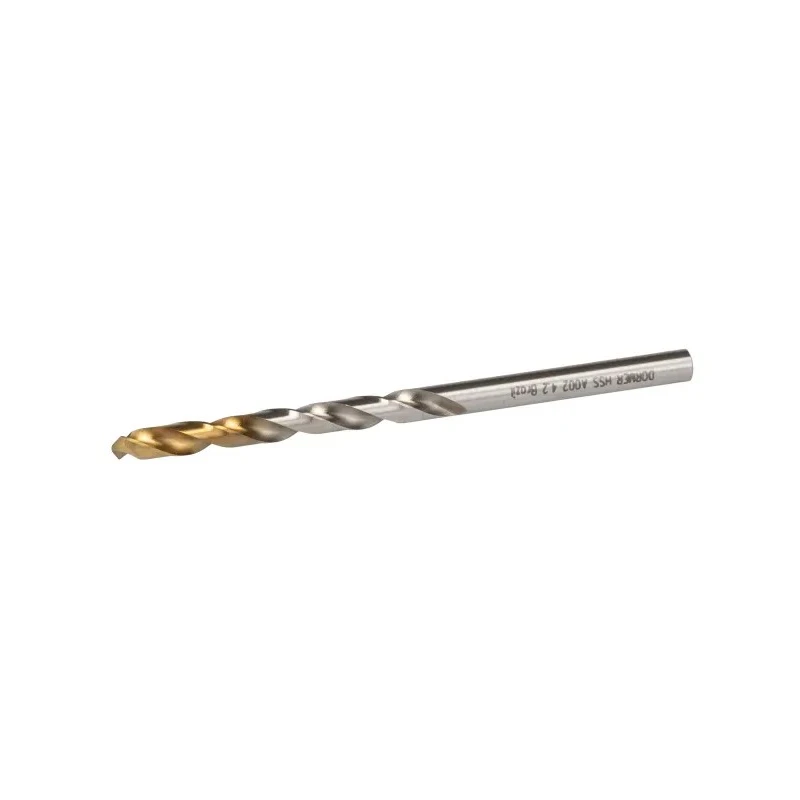 Dormer High Speed Steel Tin Drill Bit 4.2mm Shank, 75mm Overall Length, Titanium Nitride Finish A0024.2