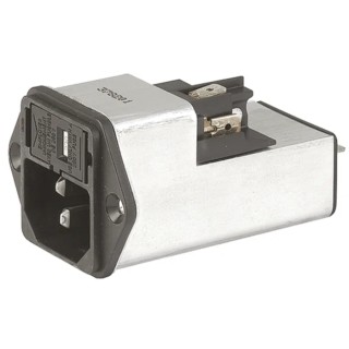 Schurter IEC Connector C14 Male 250V AC 10A Screw Mount Quick Connect with 12 Fuse Slots Model 4301.5005