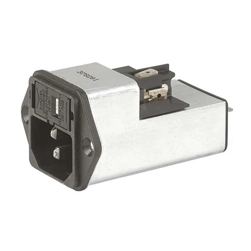 Schurter IEC Connector C14 Male 250V AC 10A Screw Mount Quick Connect with 12 Fuse Slots Model 4301.5005