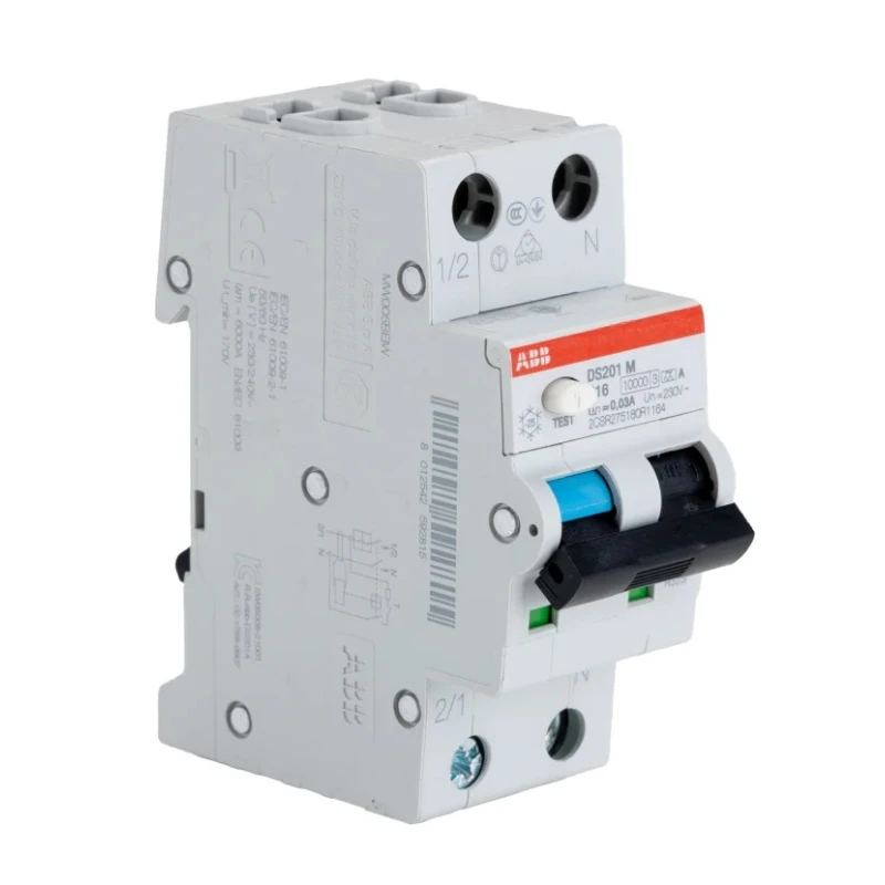 ABB Residual Current Circuit Breaker with Overload Protection 16A Current Rating 2-Pole 30mA 2CSR275180R1164 DS201 M C16 A30