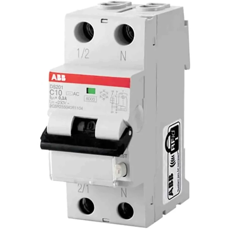 ABB Residual Current Circuit Breaker with Overload Protection 20A Current Rating 2-Pole 30mA 2CSR255080R1204 DS201 C20 AC30
