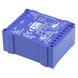 Block 9 V AC 2 Output Pin PCB Transformer, Dual Secondary Windings, Isolation Voltage 5000V, Compact Pin Mount Design FL 6/9