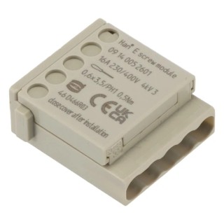 HARTING Heavy Duty Power Connector Module 16A 400V HAN Modular Series Male 5 Contacts 09140052601