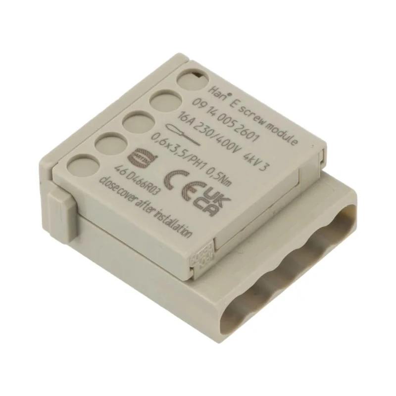 HARTING Heavy Duty Power Connector Module 16A 400V HAN Modular Series Male 5 Contacts 09140052601