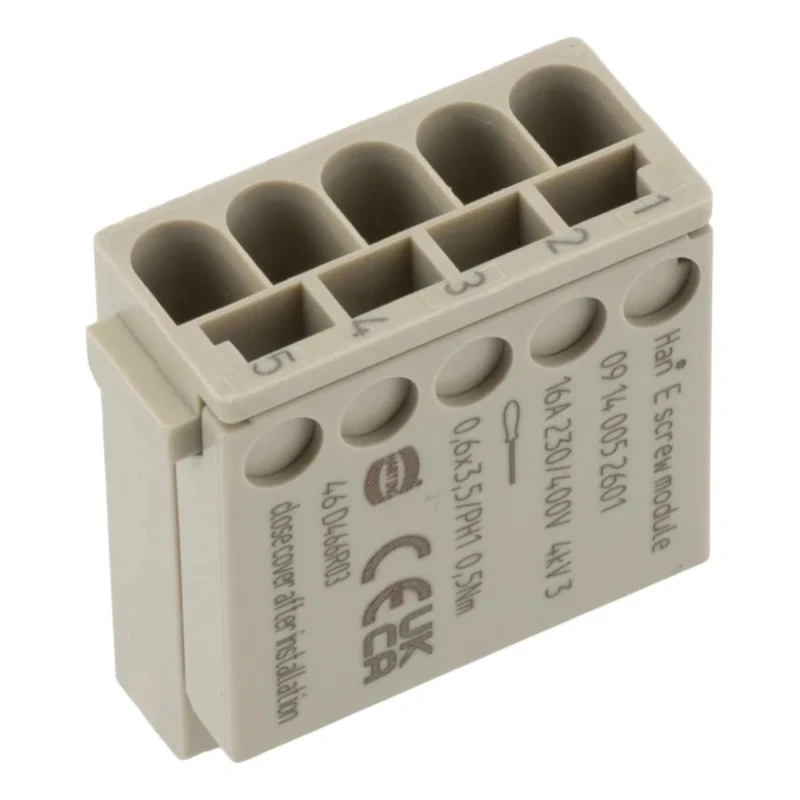 HARTING Heavy Duty Power Connector Module 16A 400V HAN Modular Series Male 5 Contacts 09140052601