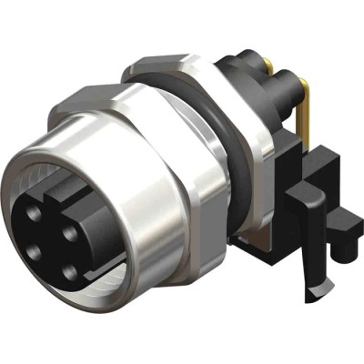 RS PRO Circular Connector 4 Contacts Panel Mount M12 Socket Female IP67 Brass Housing CPF12 Series 201-7183