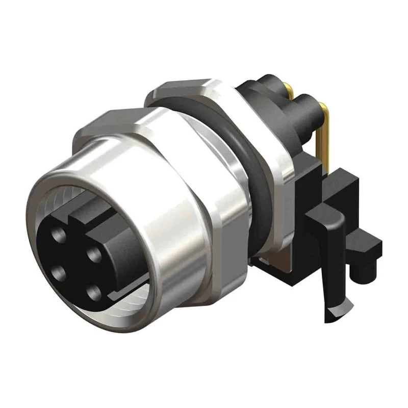RS PRO Circular Connector 4 Contacts Panel Mount M12 Socket Female IP67 Brass Housing CPF12 Series 201-7183