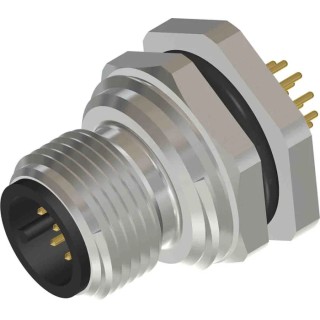 RS PRO Industrial Circular Connector 12 Contacts M12 Rear Mount Plug Male IP67 CPM12 Series 201-7215