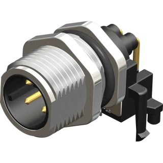 RS PRO Circular Connector 4 Contacts Panel Mount M12 Plug Male IP67 Brass Gold Plated CPM12 Series 201-7208